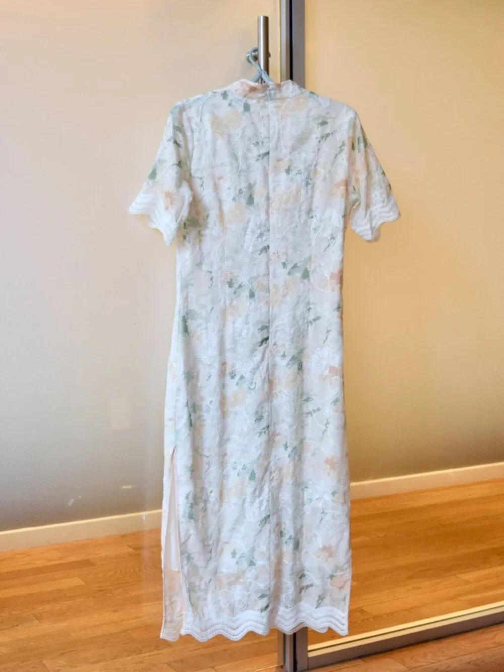 Beige Orange Green Flora Qipao Long Dress - Chinese Traditional Cheongsam